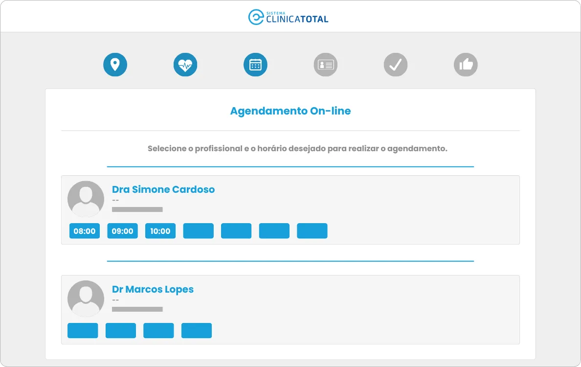 Telas do sistema Clínica Total