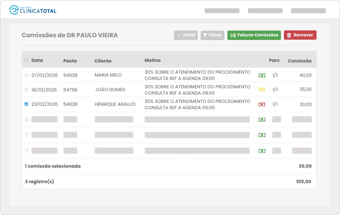 Controle de Comissões